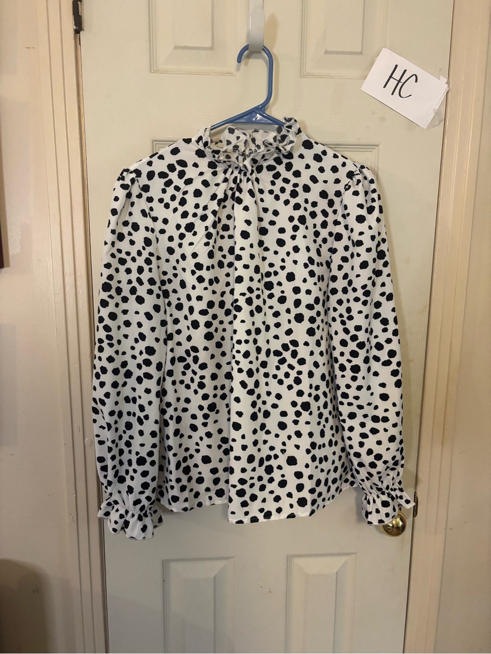 Black and White Dalmatian Spot Blouse
